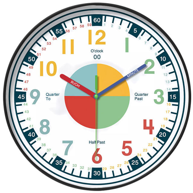 Children’s Silent Wall Clock – 24-Hour Easy Time Learning 10 Inch Ideal for Bedroom or Classroom
