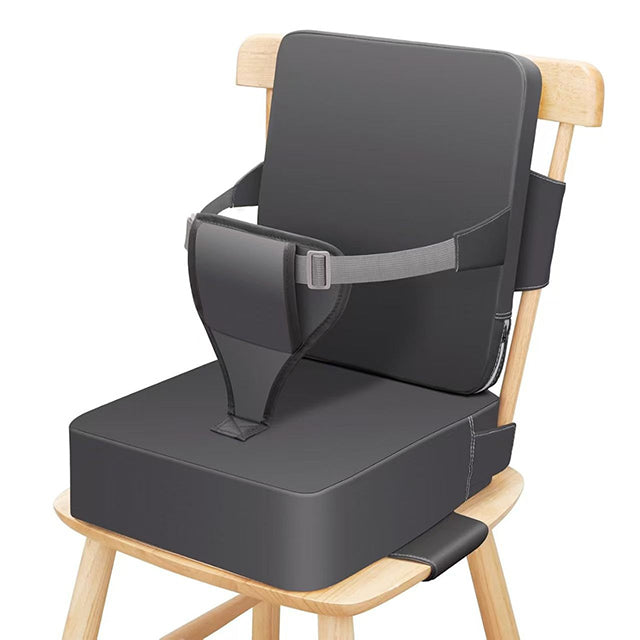 Portable Kids Booster Seat – Waterproof PU Chair with Backrest & Adjustable Straps