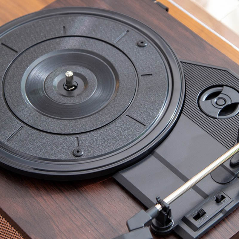 Portable Retro Vinyl Record Player – 3-Speed Turntable with Bluetooth Built-in Speakers & Dust Cover