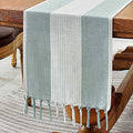 Cotton Linen Table Runner – Hand-Tassels Macrame Decor for Dining