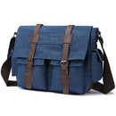 Vintage Canvas Messenger Bag – 16" Laptop Shoulder Bag for Work School & Travel