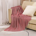 Elegant Knitted Throw Blanket with Tassels – Soft Reversible Sofa & Bed Cover