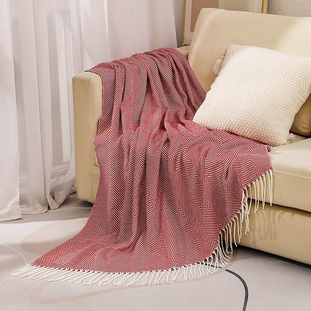 Elegant Knitted Throw Blanket with Tassels – Soft Reversible Sofa & Bed Cover