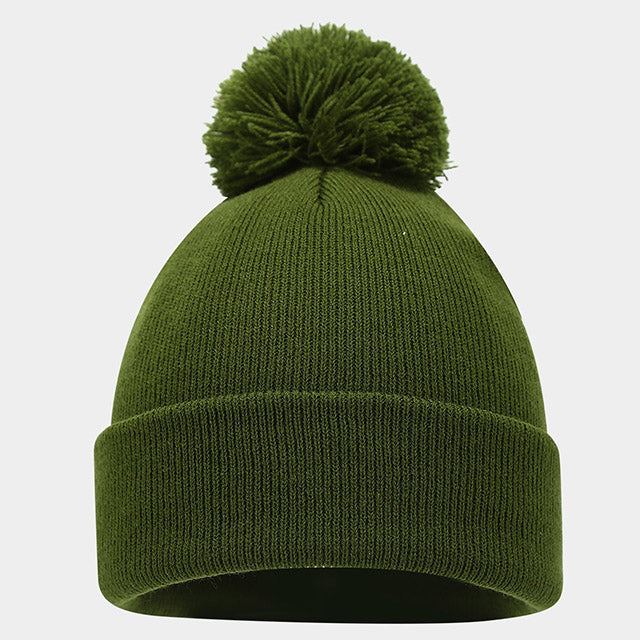 Knitted Winter Bobble Hat – Warm Beanie Hat Soft Acrylic Cap with Cuff and Pom