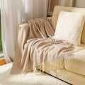Elegant Knitted Throw Blanket with Tassels – Soft Reversible Sofa & Bed Cover