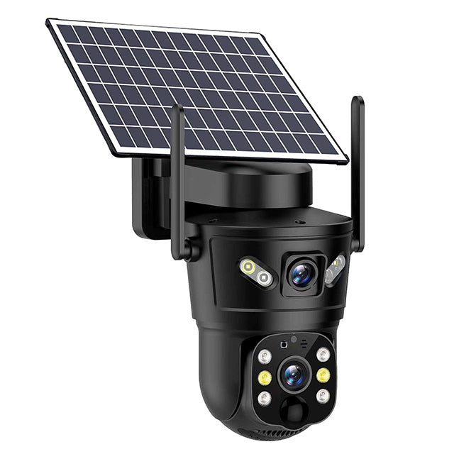 Solar-Powered 4G WiFi Security Camera – Rotating Dual Lens with Night Vision and Motion Detection