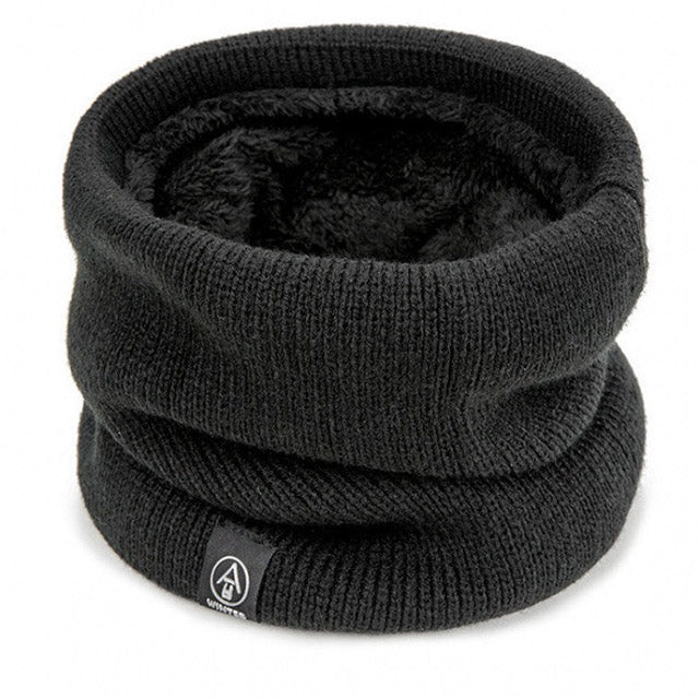 Unisex Winter Neck Warmer – Knitted Snood Scarf with Thick Plush Lining