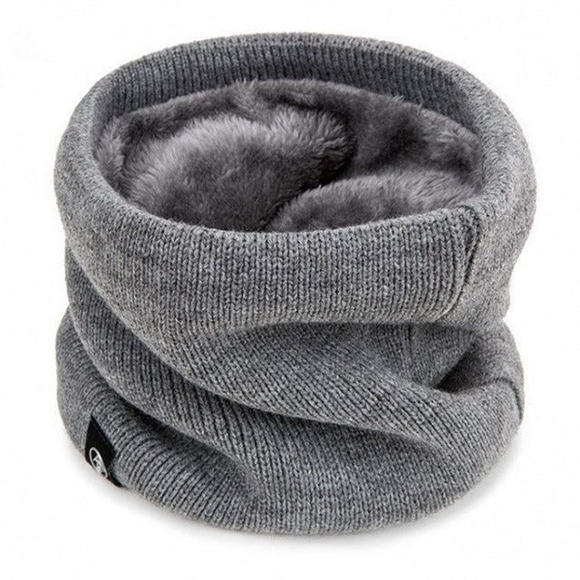 Unisex Winter Neck Warmer – Knitted Snood Scarf with Thick Plush Lining