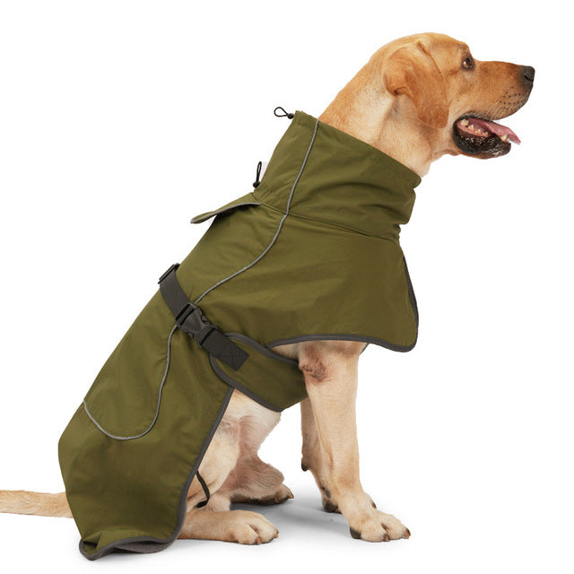 Waterproof Dog Coat – Fleece-Lined Winter Jacket with Reflective Straps & Harness Hole
