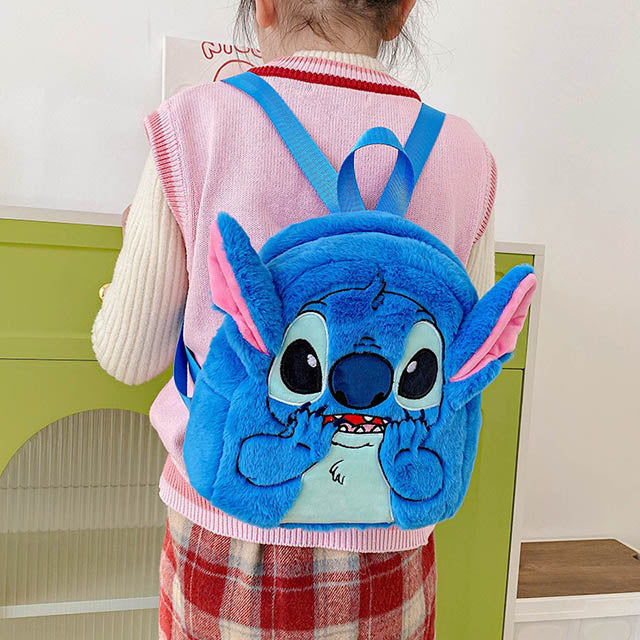 Stitch 3D Plush Toddler Backpack – Cute Mini Furry Cartoon Bag for Kids