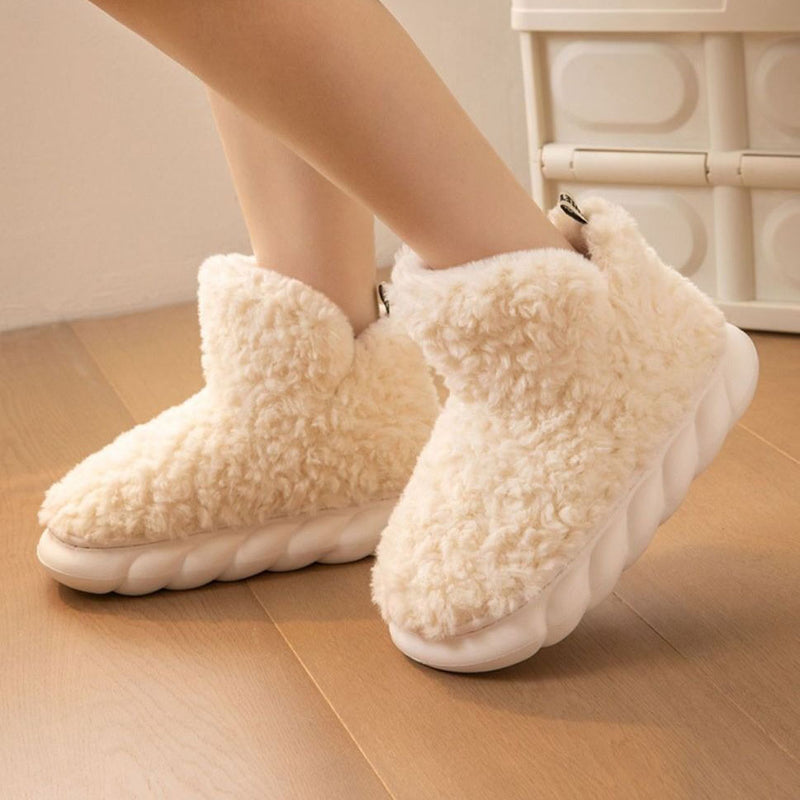 Warm Winter Bootie Slippers for Women – Plush Lined with Thick Sole Cozy Indoor Outdoor Slip-On Shoes