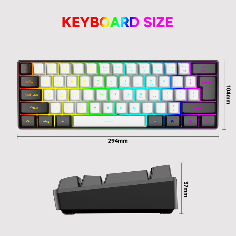 RGB Gaming Keyboard – 61-Key Compact Wired Membrane Keyboard with Colorful Backlight