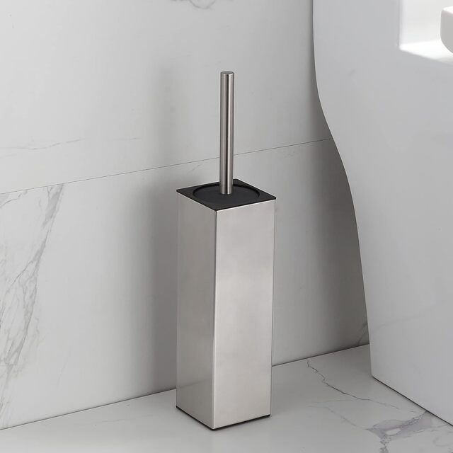 Square Standing Toilet Brush with Holder – Sleek 304 Stainless Steel Durable Finish