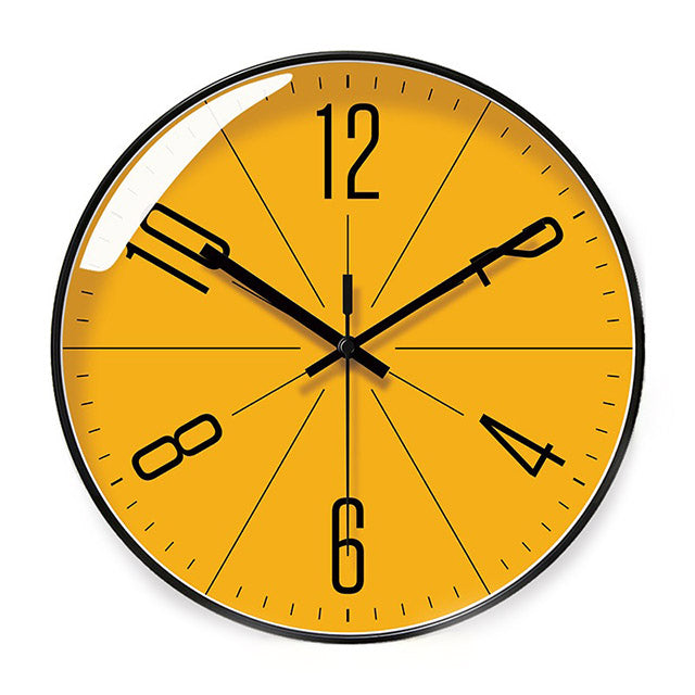 Creative Silent Wall Clock – Yellow Modern Home Décor Stylish & Quiet