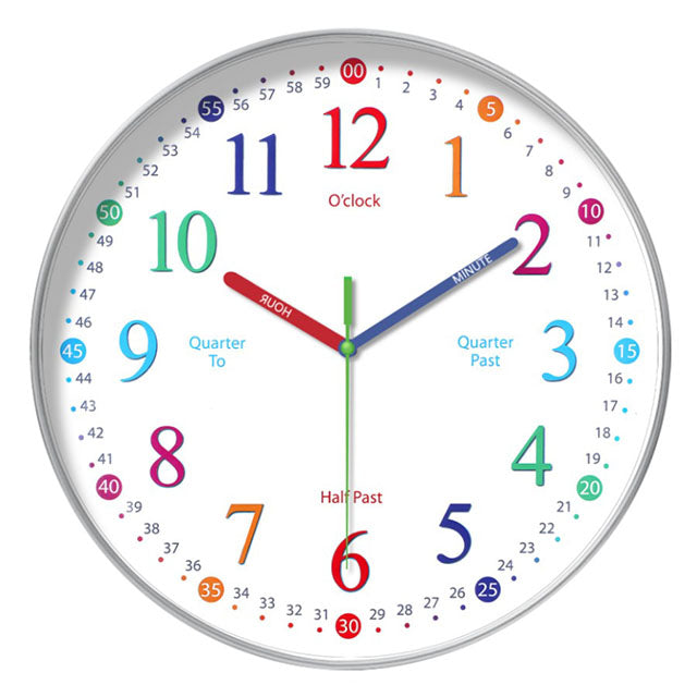 Children’s Silent Wall Clock – 24-Hour Easy Time Learning 10 Inch Ideal for Bedroom or Classroom