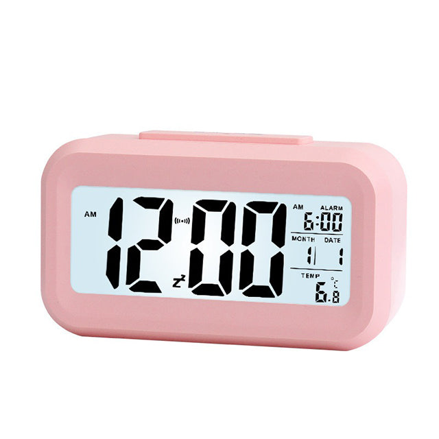 Cute Digital Alarm Clock – LCD Display with Temperature Nightlight & Snooze Perfect for Bedside Table