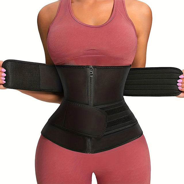 Neoprene Waist Trainer Corset – Sweat Belt for Women Workout Compression & Back Support
