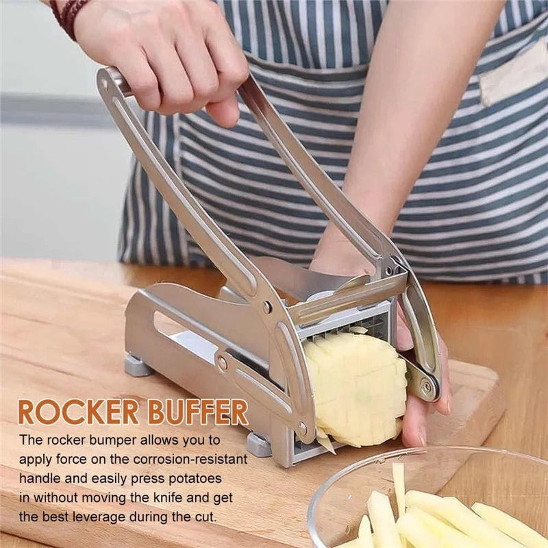 Stainless Steel Manual Potato Cutter – French Fry Slicer & Vegetable Chopper for Kitchen