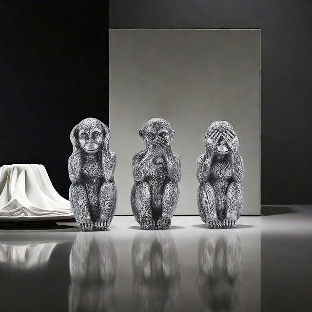 3-Piece Wise Monkeys Statue Set Ornaments – Hear No Evil See No Evil Speak No Evil Figurines