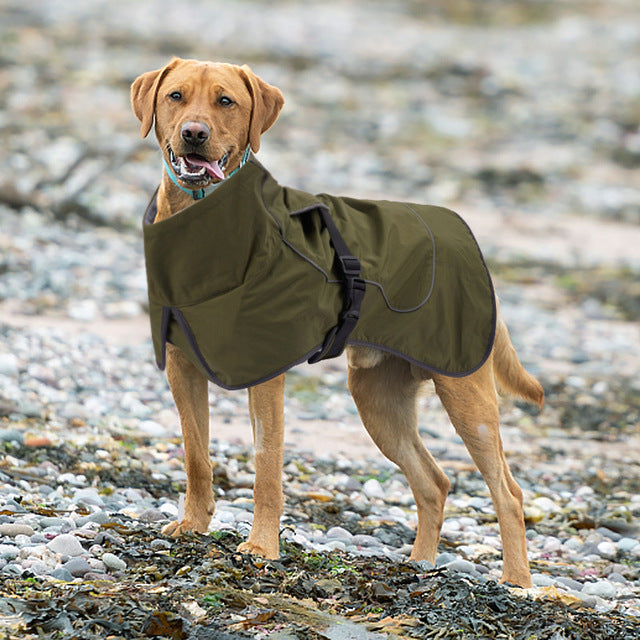 Waterproof Dog Coat – Fleece-Lined Winter Jacket with Reflective Straps & Harness Hole