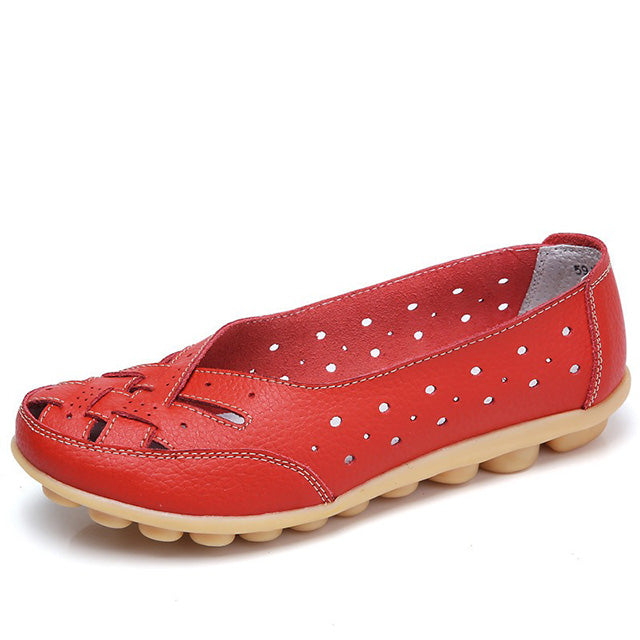 Women’s Leather Ballerinas – Lightweight Slip-On Flats Soft & Breathable Summer Walking Shoes