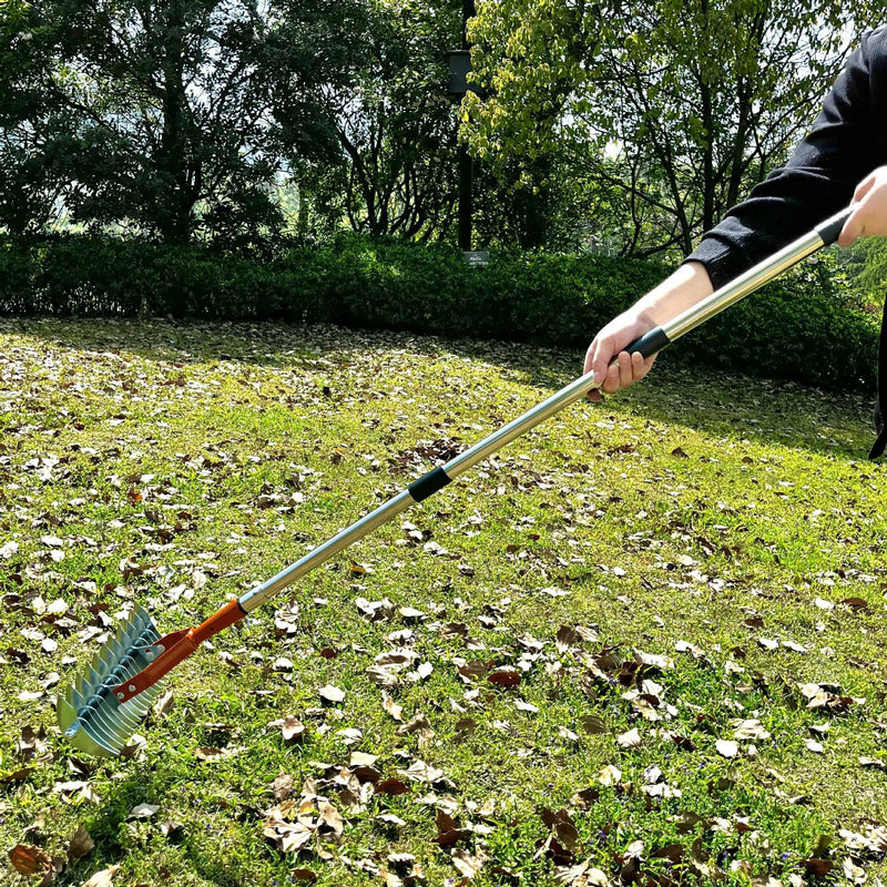 Wide Steel Thatch Rake – 14" Heavy-Duty Lawn Dethatcher for Garden & Yard
