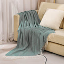 Elegant Knitted Throw Blanket with Tassels – Soft Reversible Sofa & Bed Cover