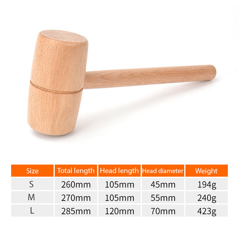 Wooden Mallet Hammer – Solid Beech Wood Round Head Lightweight & Durable Hand Tool