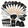 37-Piece Kitchen Utensils Set – Heat-Resistant Silicone Cooking Tools with Wooden Handles