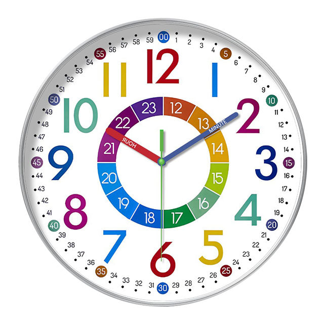 Children’s Silent Wall Clock – 24-Hour Easy Time Learning 10 Inch Ideal for Bedroom or Classroom