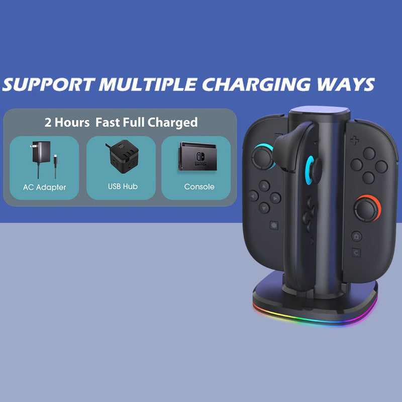 Switch 2 JoyCon Charging Dock – Fast Charger Stand for Left & Right Wireless Controllers (4 Slots)
