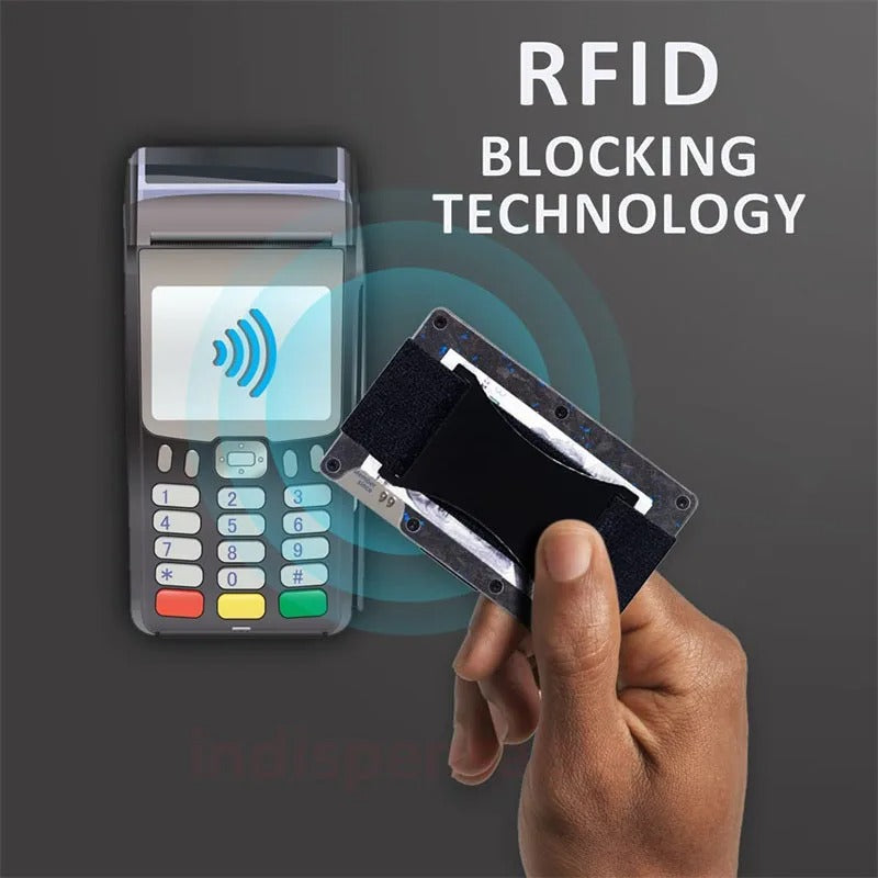 Minimalist Metal Wallet with Money Clip - Forged Carbon RFID Card Holder