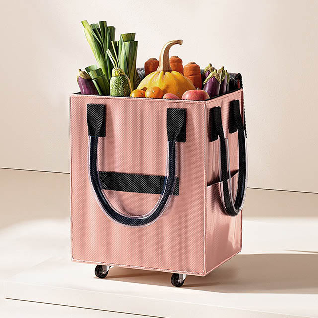 Foldable Roller Trolley Shopping Bag – Long-Handle Travel & Outdoor Storage Bag
