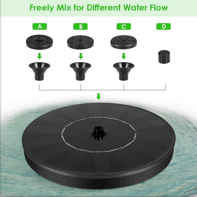 Solar Bird Bath with Fountain – 4 Nozzles Outdoor Garden Feature