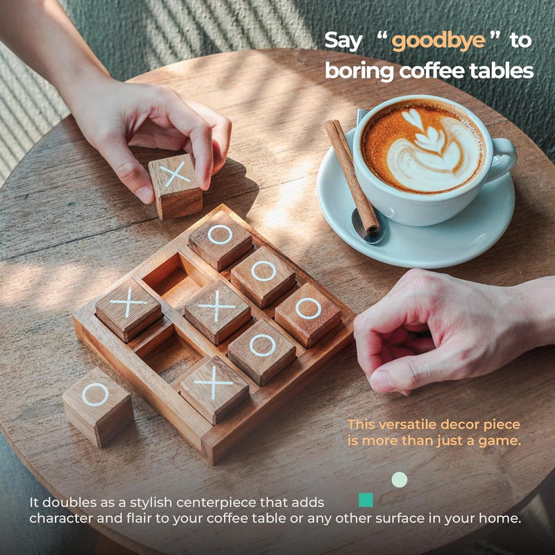 Wooden Tic Tac Toe Board Game – Classic XO Blocks for Kids & Adults