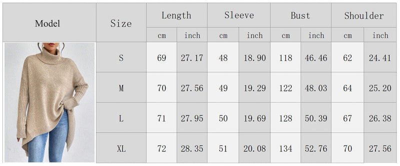 Oversized Turtleneck Sweater – Cozy High Collar Knit Top for Women