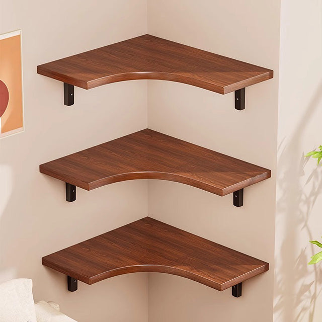 Solid Wood Corner Floating Shelves – 3 Piece Rustic Wall Display Storage
