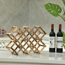 10-Bottle Folding Wooden Wine Rack – Compact Wine Storage Display