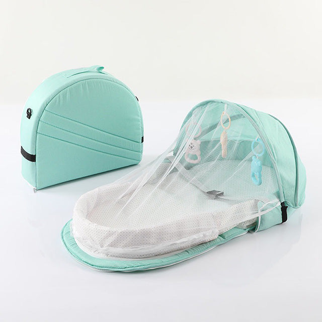Cozy Baby Travel Cot with Toy – Soft Portable Bed with Mosquito Net