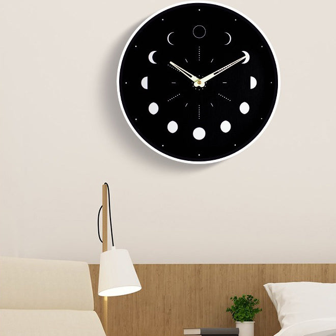 Glow-in-the-Dark Moon Phase Silent Wall Clock – Easy Install Living Room Wall Decor