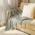 Elegant Knitted Throw Blanket with Tassels – Soft Reversible Sofa & Bed Cover