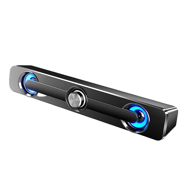 PC Soundbar Speaker – USB Powered with LED Lights 3.5mm Jack for Laptop & TV