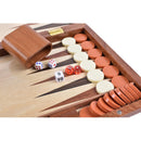 Wooden Inlaid Backgammon Set– 15" Folding Board with Acrylic Pieces & Dice Cups