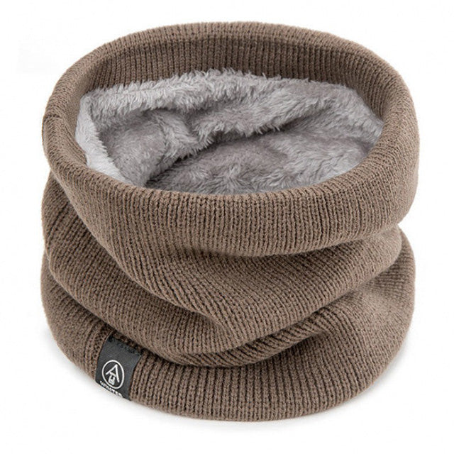 Unisex Winter Neck Warmer – Knitted Snood Scarf with Thick Plush Lining