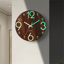 12-Inch Wooden Wall Clock – Glow-in-the-Dark Silent Quartz Movement MDF Background