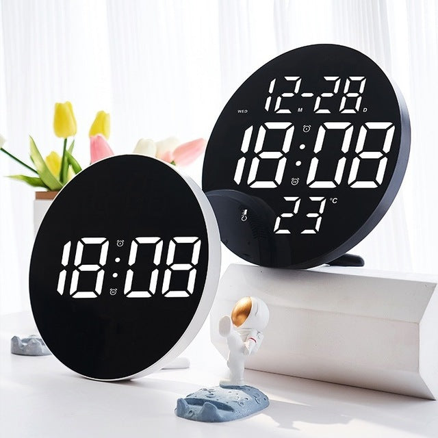 Dual-Purpose 9" LED Clock – Hanging/Standing with Remote Alarm & Multifunction for Living Room or Bedroom