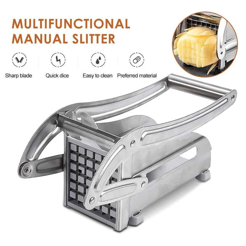 Stainless Steel Manual Potato Cutter – French Fry Slicer & Vegetable Chopper for Kitchen