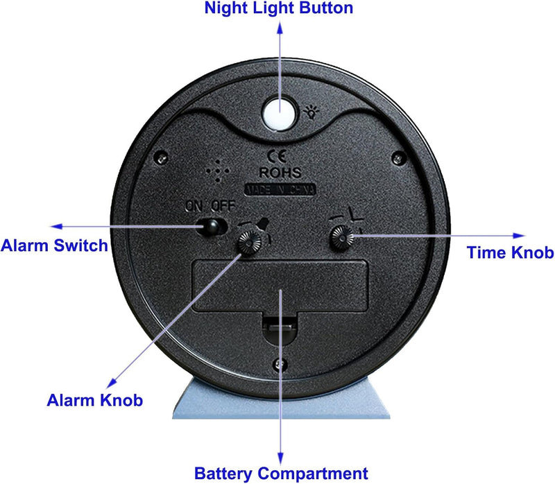 Retro Silent Alarm Clock – Battery-Operated Non-Ticking with Light for Bedroom or Desk