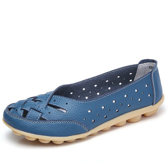 Women’s Leather Ballerinas – Lightweight Slip-On Flats Soft & Breathable Summer Walking Shoes