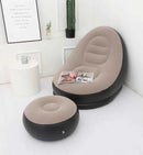 Inflatable Chair with Footrest – Portable Air Lounger Recliner with Foot Pump